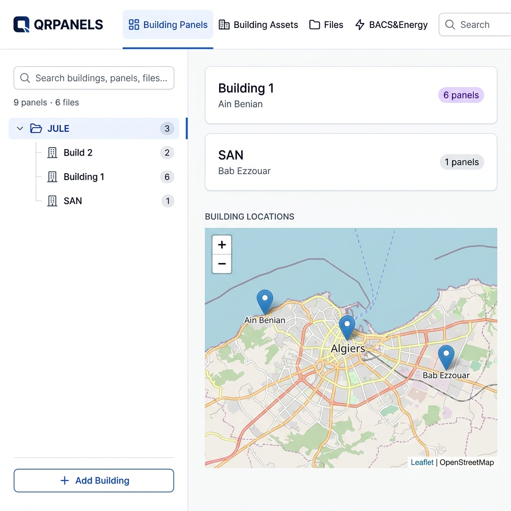 QRPANELS Building Panels interface